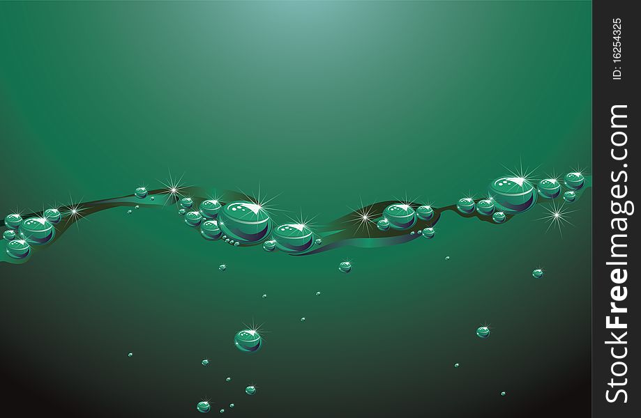 Green background with water waves. Green background with water waves