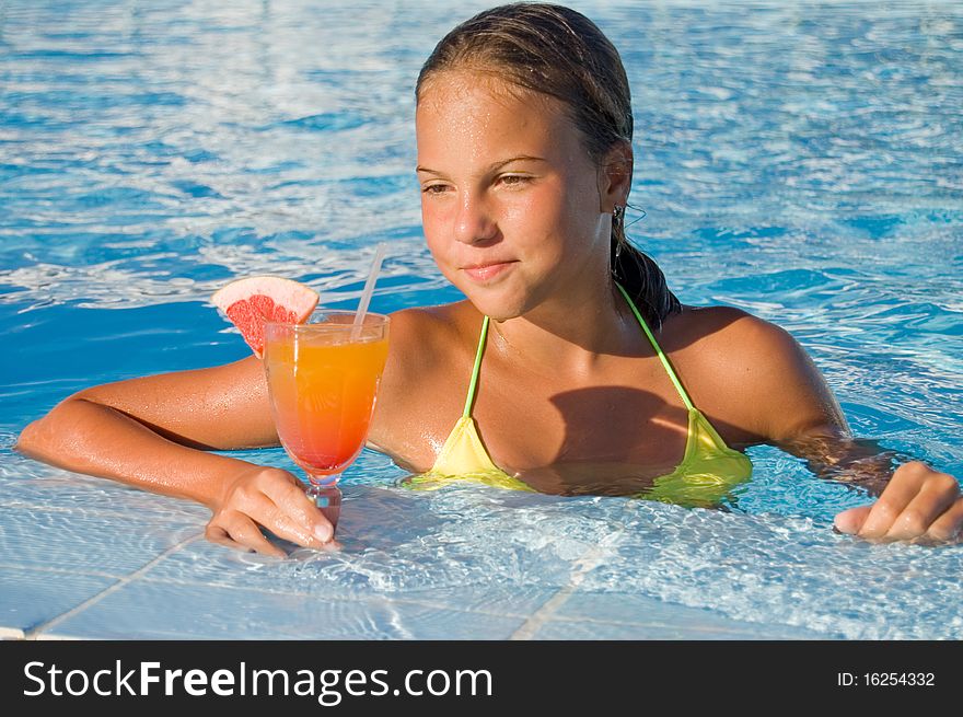 The Girl With A Cocktail At Pool