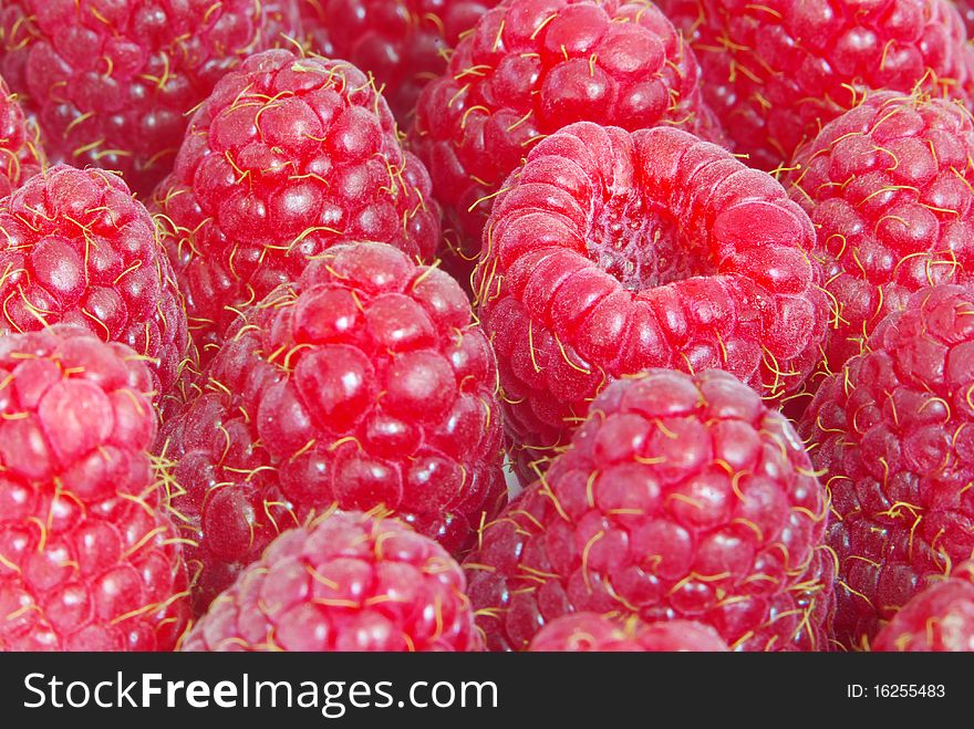 Sweet fresh a raspberries closeup