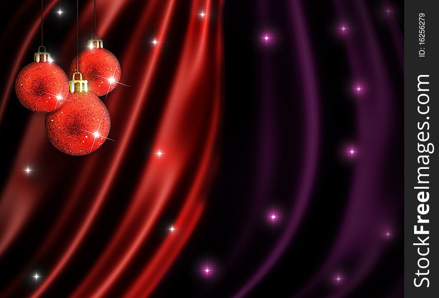 Christmas background - with red Christmas bulbs