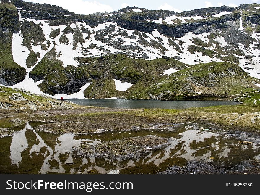 A vulcanic lake in Fagarasi Mountains. A vulcanic lake in Fagarasi Mountains