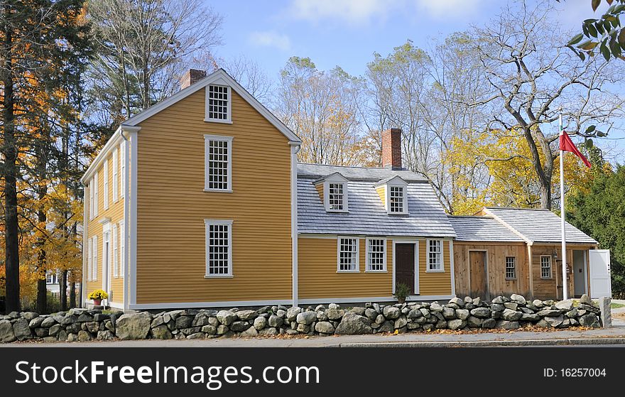 A historic house during the revolutionary times in Massachusetts. A historic house during the revolutionary times in Massachusetts