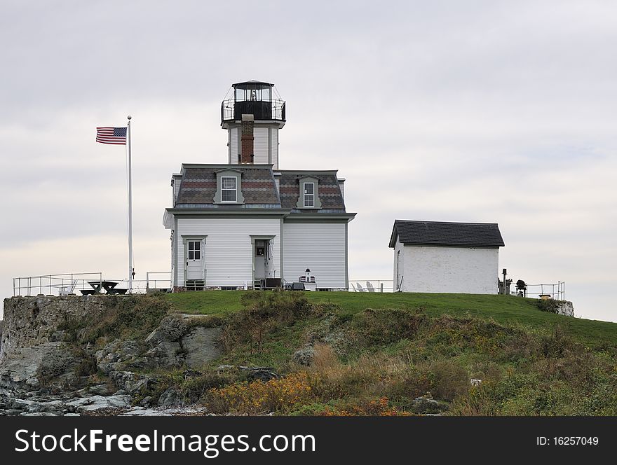 The Rose Island Lighthouse off the coast of Rhode Island