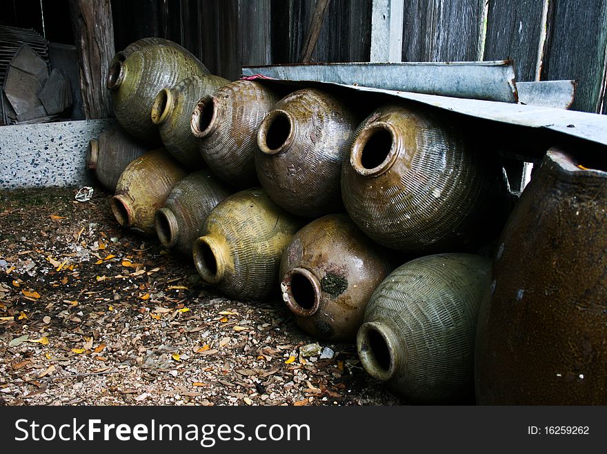 Old jar in thai building