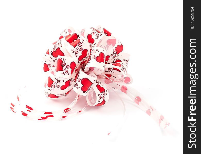 Ribbon with hearts on white background