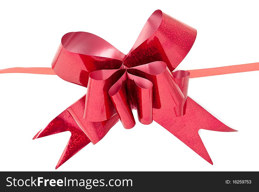 Red bow on white background