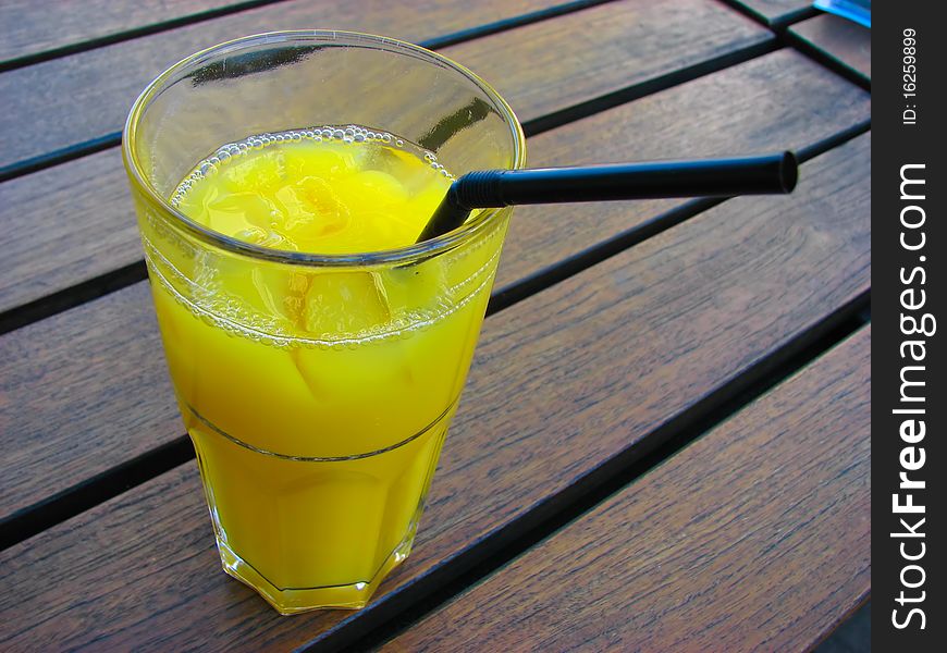Fresh orange juice in small cafe in Tallinn