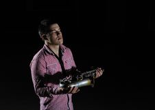 Young Handsome Man Playing Music On Saxophone Royalty Free Stock Image Young Handsome Man Playing Music On Saxophone Royalty Free Stock Image