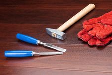 Gloves, Hammer And Chisels Stock Photo Gloves, Hammer And Chisels Stock Photo