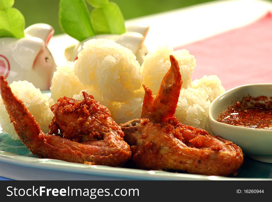 Fried Chicken And  Sticky Rice