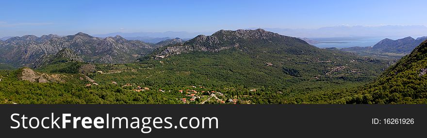 Panorama of a mountain landscape in vicinities of lake Skadar, Montenegro