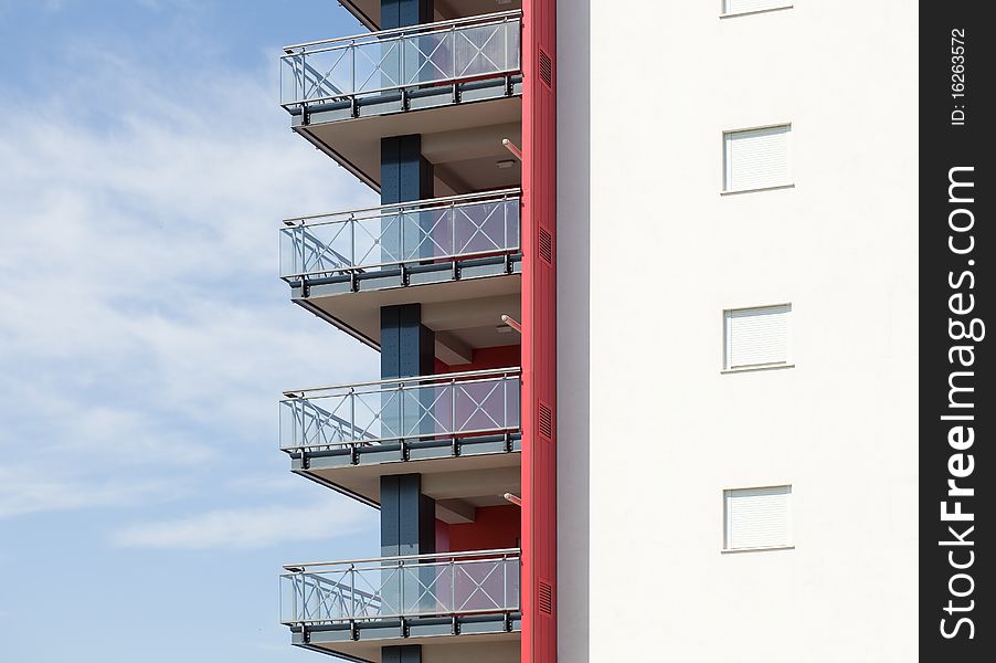 Four balconies on new construction - minimal composition. Four balconies on new construction - minimal composition