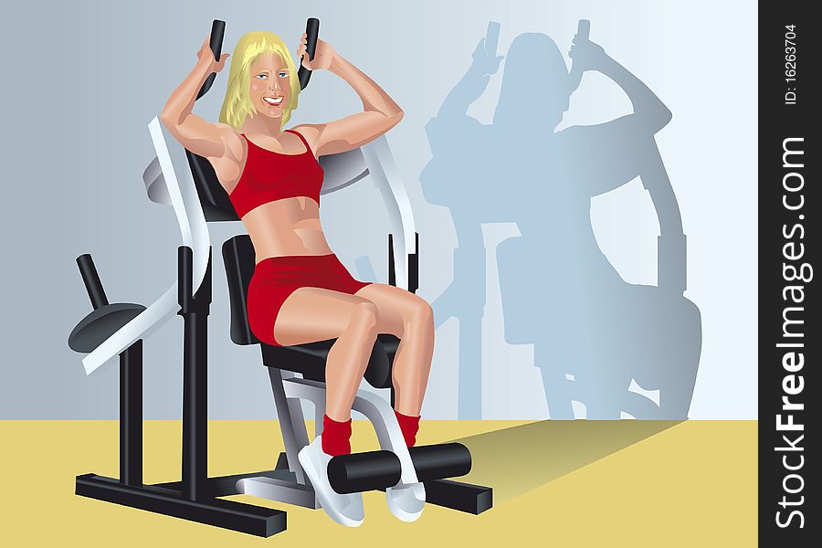 Vector illustration about aerobics and fitness
pretty girl doing exercise on a simulator