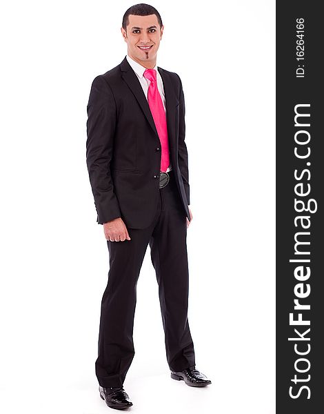 Business man fully dressed and ready to office in a white isolated background