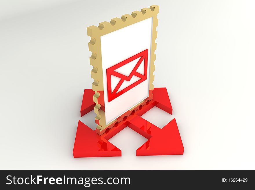 Mail send with arrows and stamp shape. Mail send with arrows and stamp shape