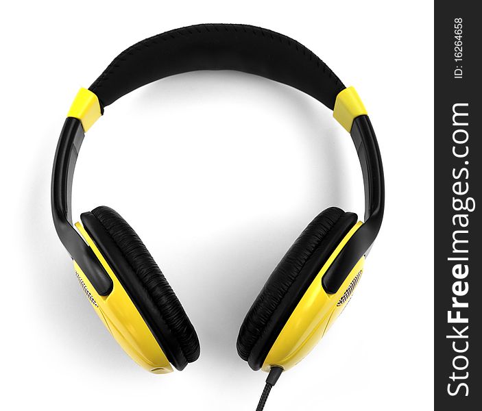 Headphones yellow isolated on a white background. Headphones yellow isolated on a white background.