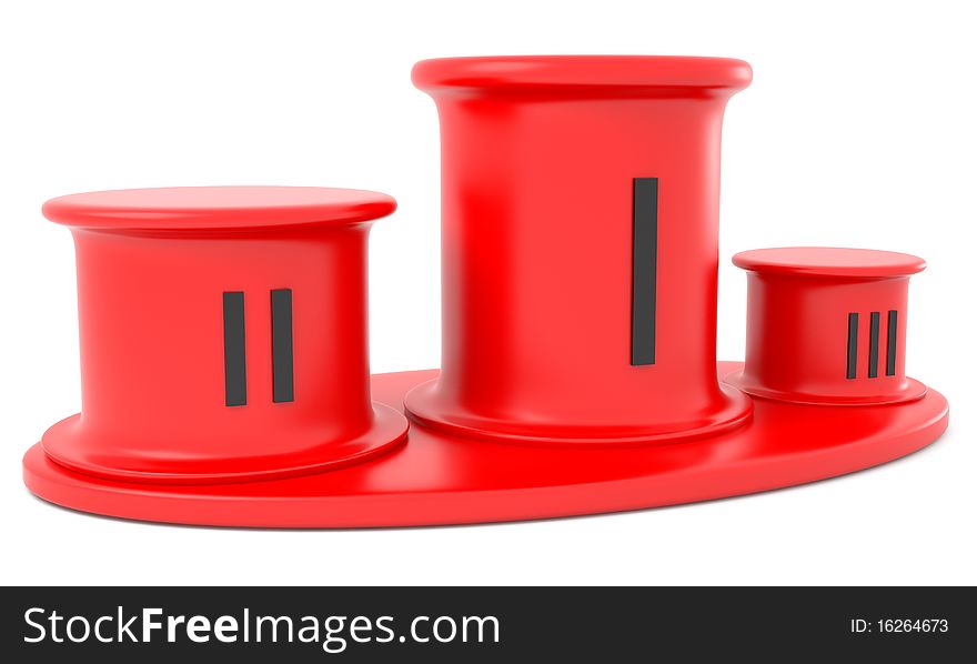 Red podium isolated on white background