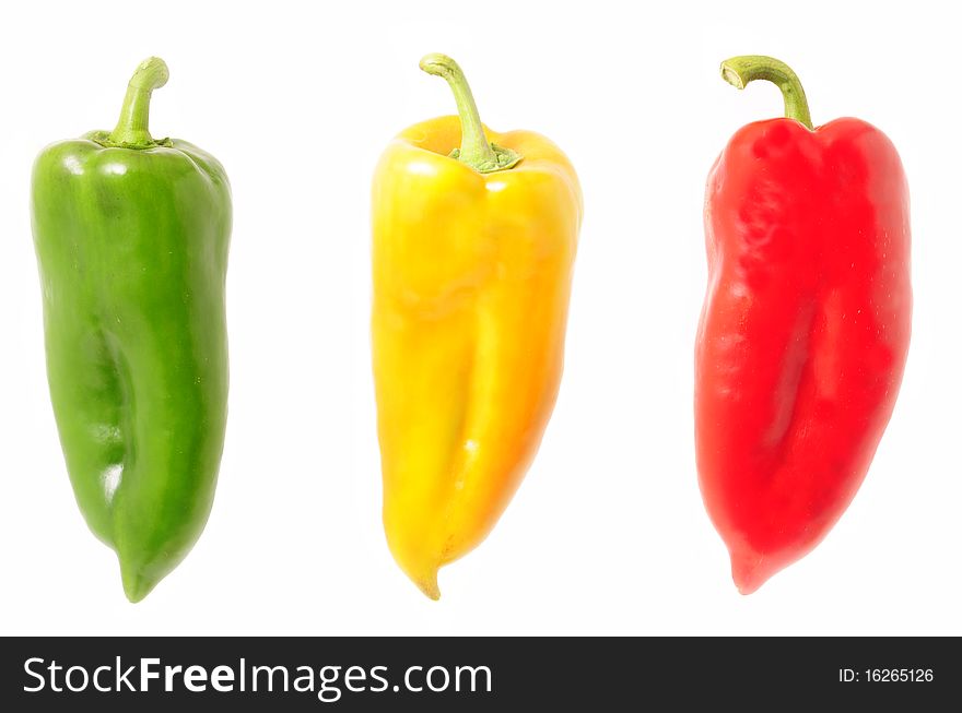Multicolored Peppers Isolated On White