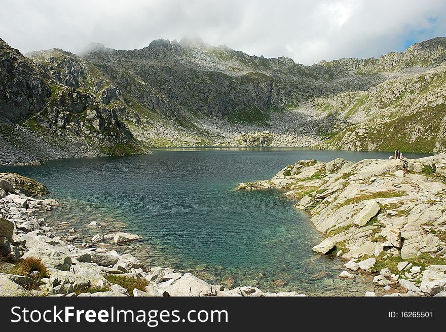 Gelato Lake in Italian Dolomites in summer. Gelato Lake in Italian Dolomites in summer.