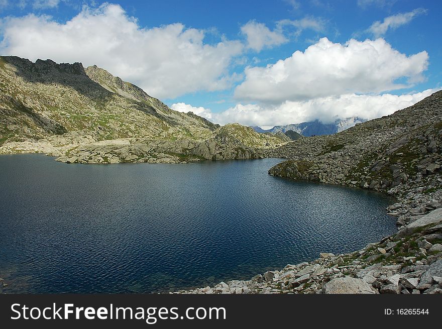 Gelato Lake in Italian Dolomites in summer. Gelato Lake in Italian Dolomites in summer.