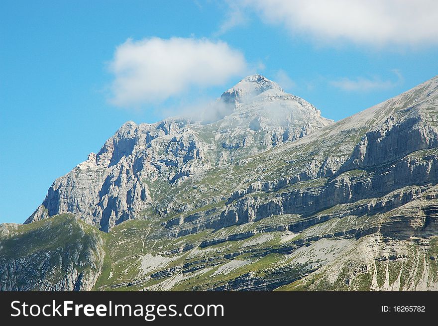 Rocky mountains in national park Adamello, Brenta Dolomites in summer. Rocky mountains in national park Adamello, Brenta Dolomites in summer.