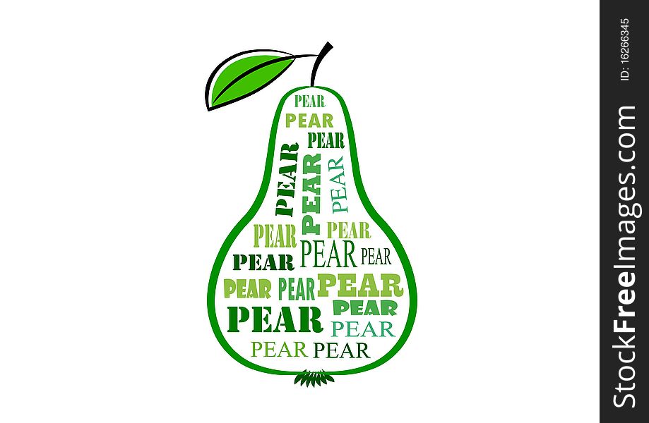 Green pear on a white background