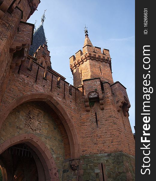 Towers forming part of the wall around the castle in Hradec nad Moravici Czech Republic