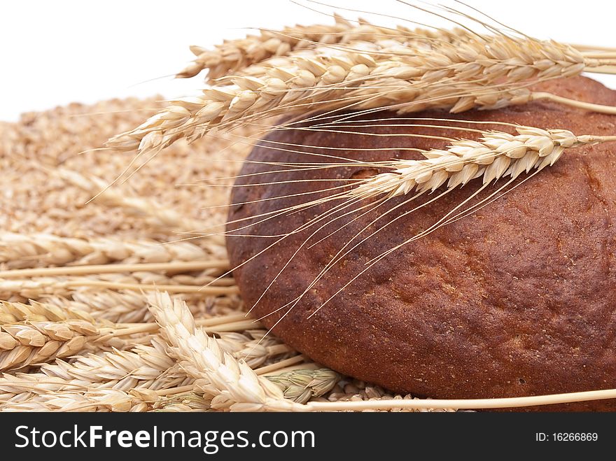 Bread with wheat and ears