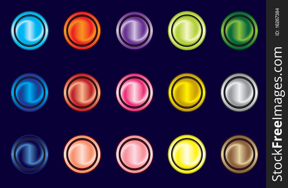 Set Of Multicolor Buttons