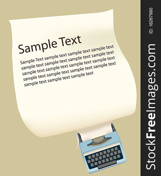 Graphic background with typewriter and paper illustration