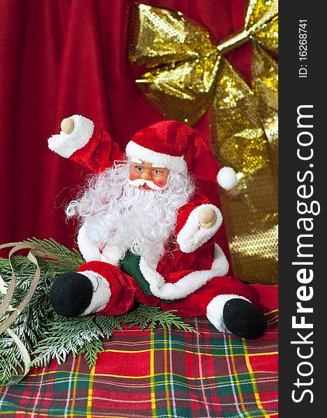Santa Claus doll with a red background. Santa Claus doll with a red background