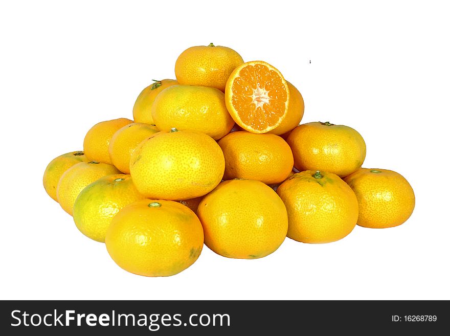 Fresh ripe mandarins isolated on white background