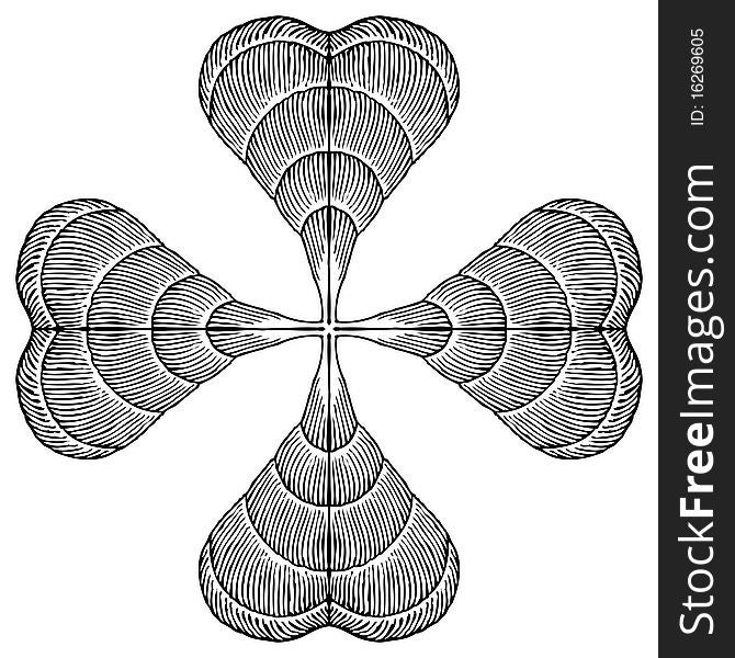 Detailed drawing of the four leaves clover. Detailed drawing of the four leaves clover