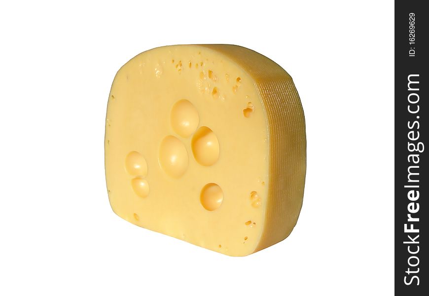 A piece of cheese on a white background. Clipping. A piece of cheese on a white background. Clipping.