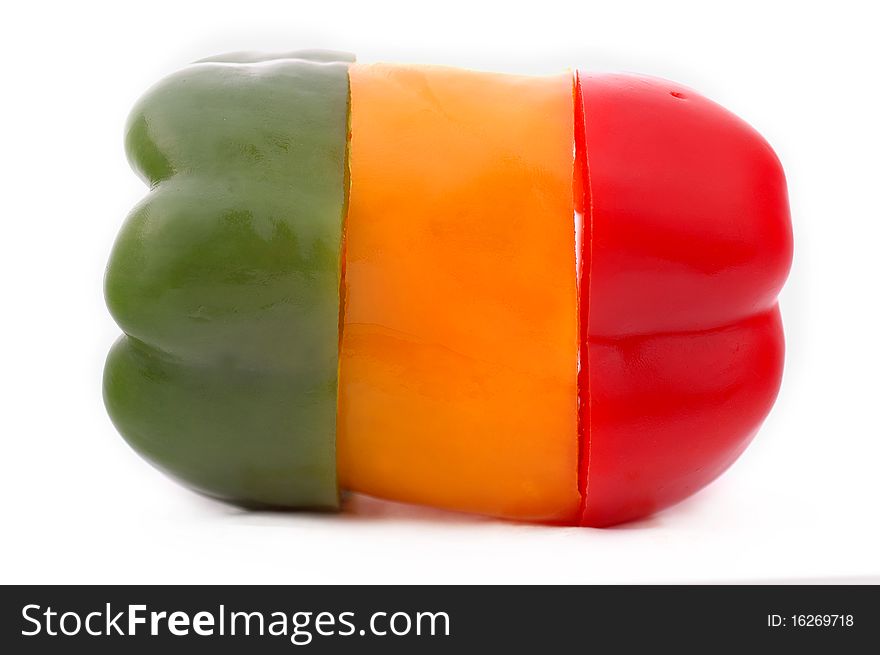 Yellow, Red, and Green Peppers in one isolated