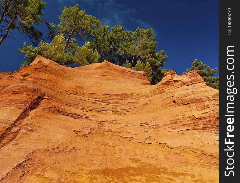 View on ochre mine near Roussillon, France