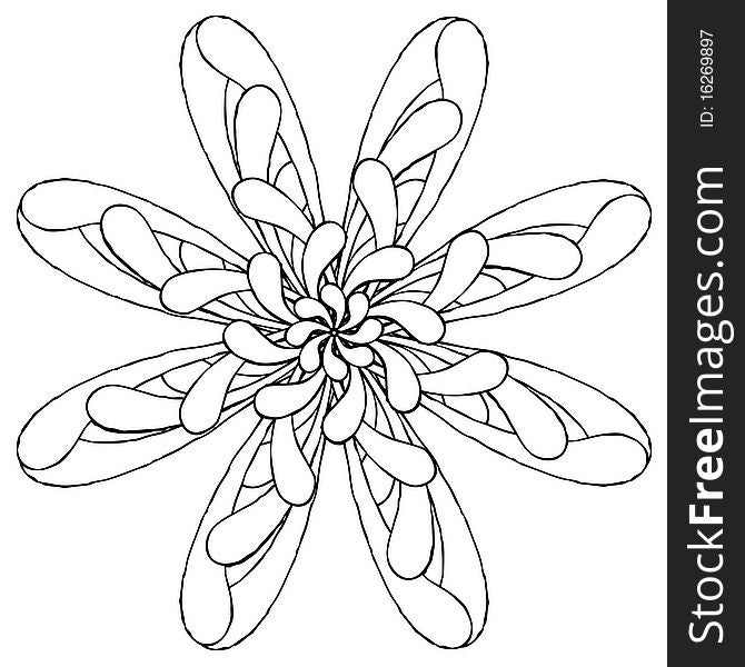 Black and white rosette original drawing one
