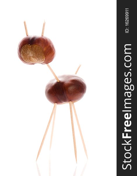 Funny chestnut toy isolated on the white background