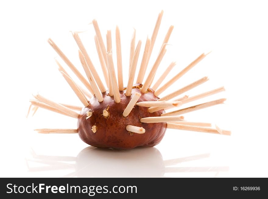 Funny chestnut toy isolated on the white background