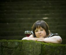 Woman And Red Wine Stock Photography Woman And Red Wine Stock Photography