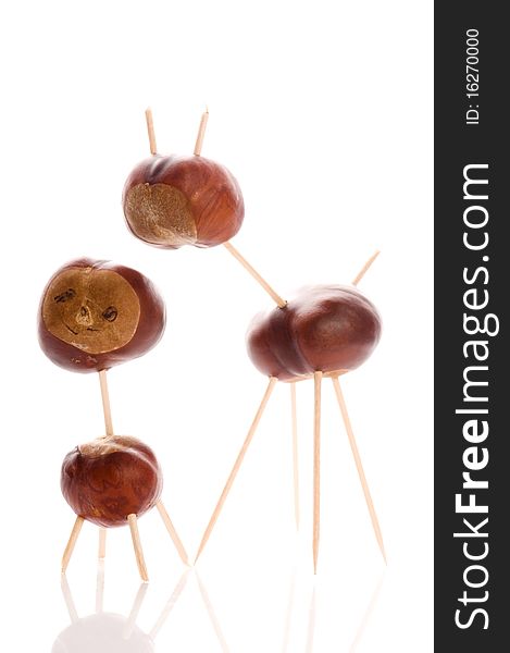 Funny chestnut toy isolated on the white background
