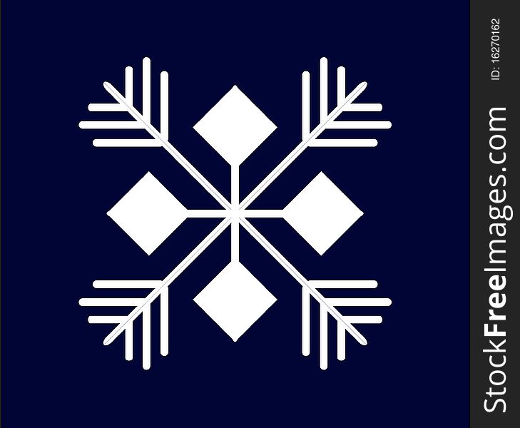 White snowflake on a dark blue background