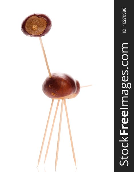 Funny chestnut toy isolated on the white background