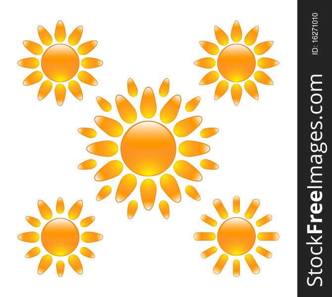 Set of elegant glossy sun icons. Set of elegant glossy sun icons