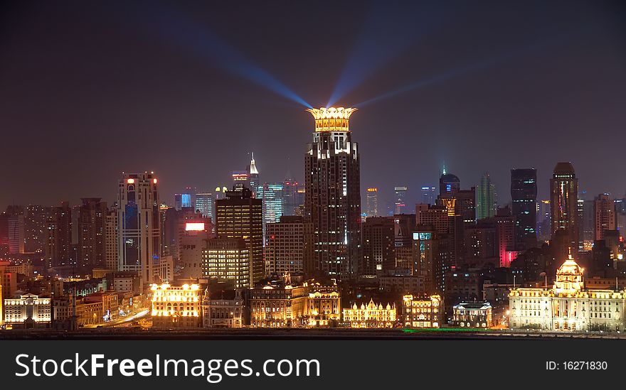 Night view of Shanghai China, city landscape