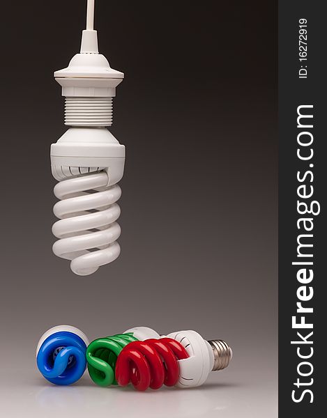 Colored and white energy saving lampc. Colored and white energy saving lampc