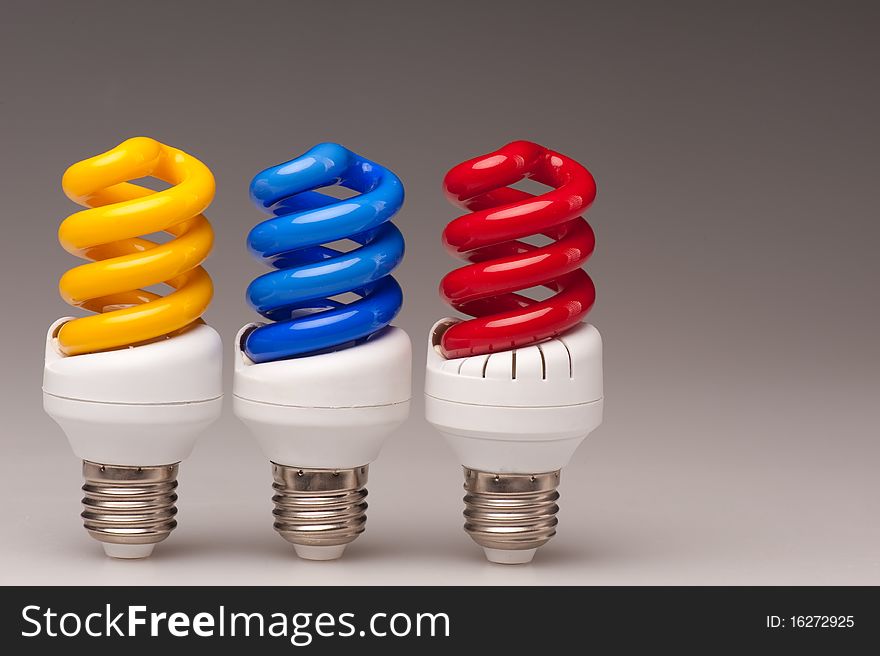 Set of colored energy saving lamps. Set of colored energy saving lamps