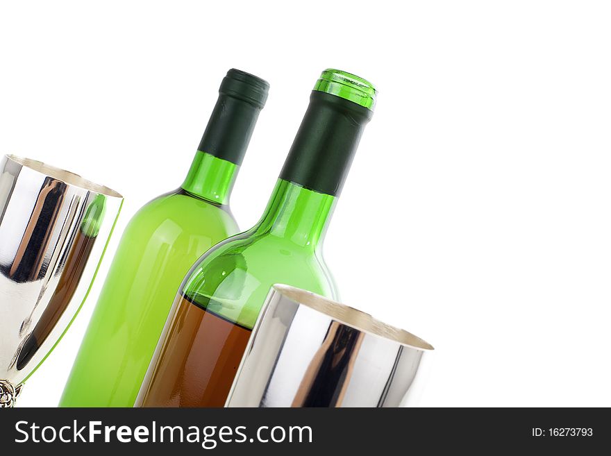 Series. white and red wine bottle isolated on white background
