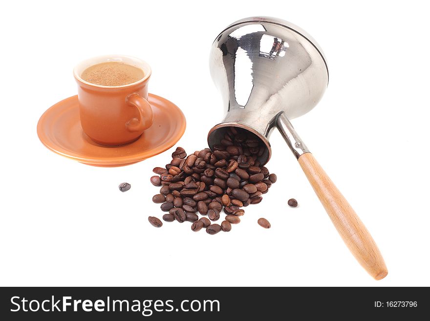 Turk And Coffee Cup On A White Background