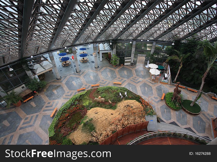 Internal of The Glass Greenhouse In Jeju Island,Korea